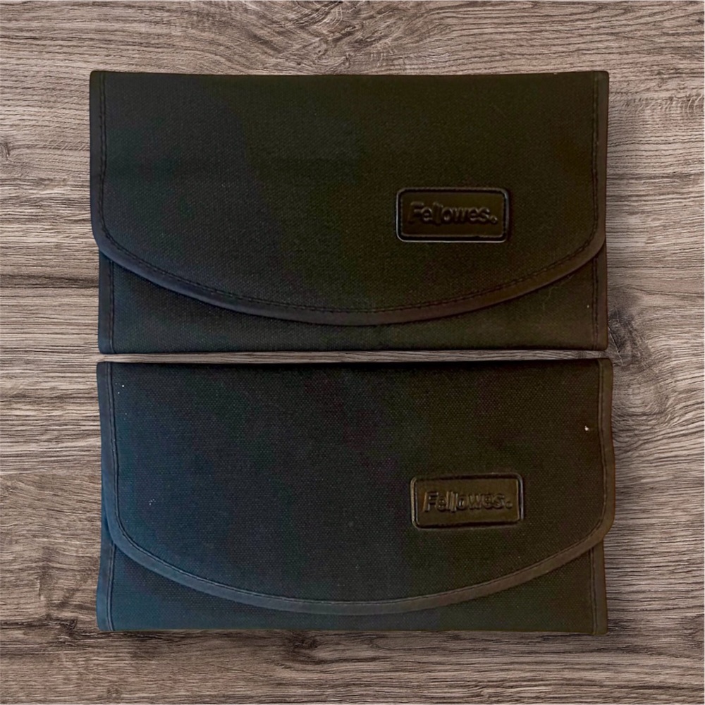 Fellowes Set of 2 Black Storage Case with Velcro Closure